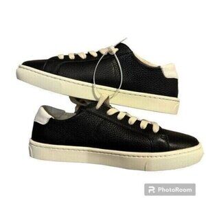 Soludos Ibiza Classic Lace Up Black Leather Sneakers Sz 7 NEW